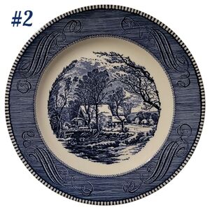 Vtg 50's Royal China Currier Ives 10" DINNER PLATE Old Grist Mill Ironstone Blue